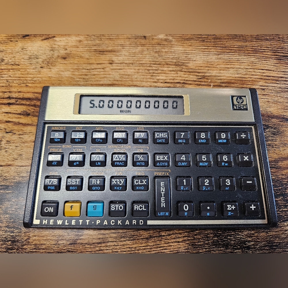 Vintage Hewlett Packard HP 12C Financial Calculator w/Case - Made in the USA